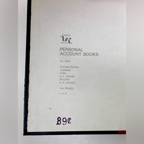 Mid Century Vtg Faux Leather Bound Hardcover D.E. Ledger Account Book - Picture 3 of 7